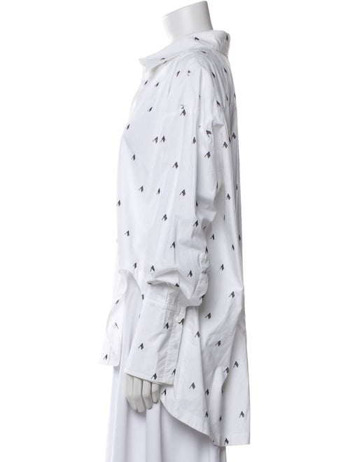 Attico Printed Long Sleeve Button-Up Top