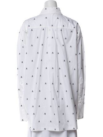 Attico Printed Long Sleeve Button-Up Top