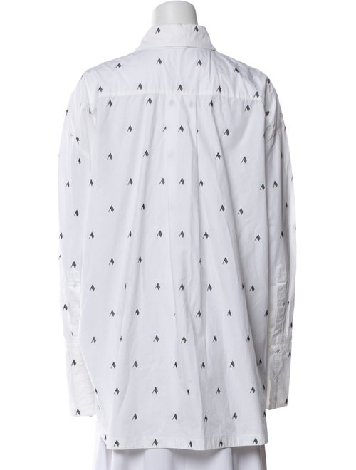 Attico Printed Long Sleeve Button-Up Top