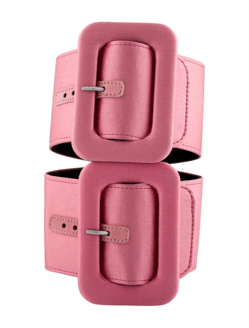 Attico Leather & Satin Buckle Ankle Set