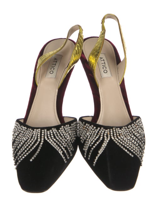 Attico Velvet Crystal Embellishments Slingback Pumps