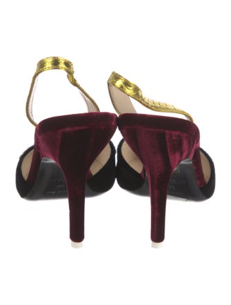 Attico Velvet Crystal Embellishments Slingback Pumps