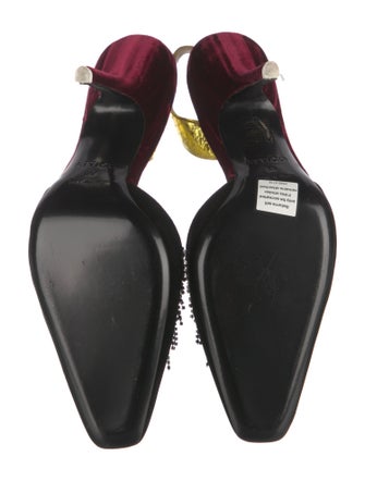 Attico Velvet Crystal Embellishments Slingback Pumps