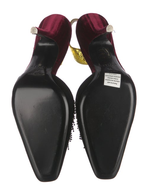 Attico Velvet Crystal Embellishments Slingback Pumps