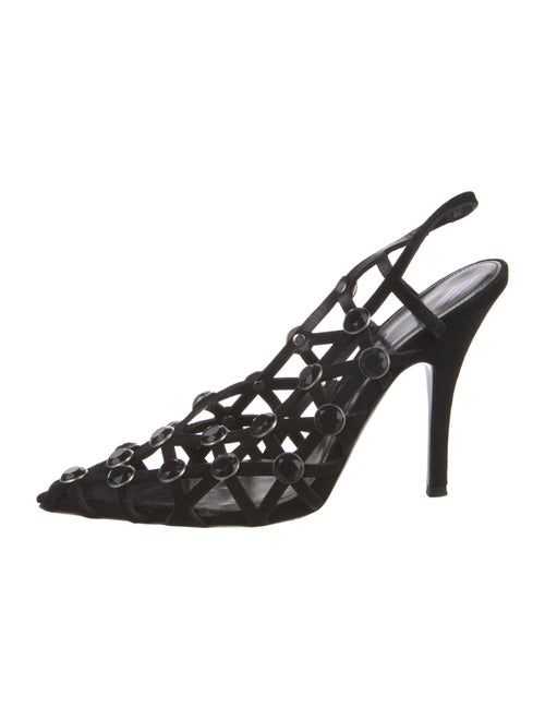Attico Suede Crystal Embellishments Slingback Pumps