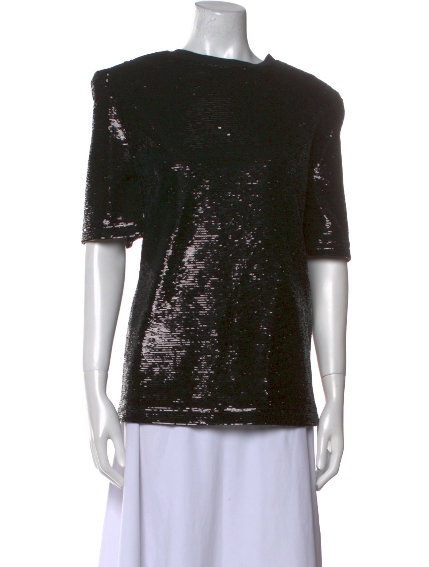 Attico Bateau Neckline Short Sleeve Top