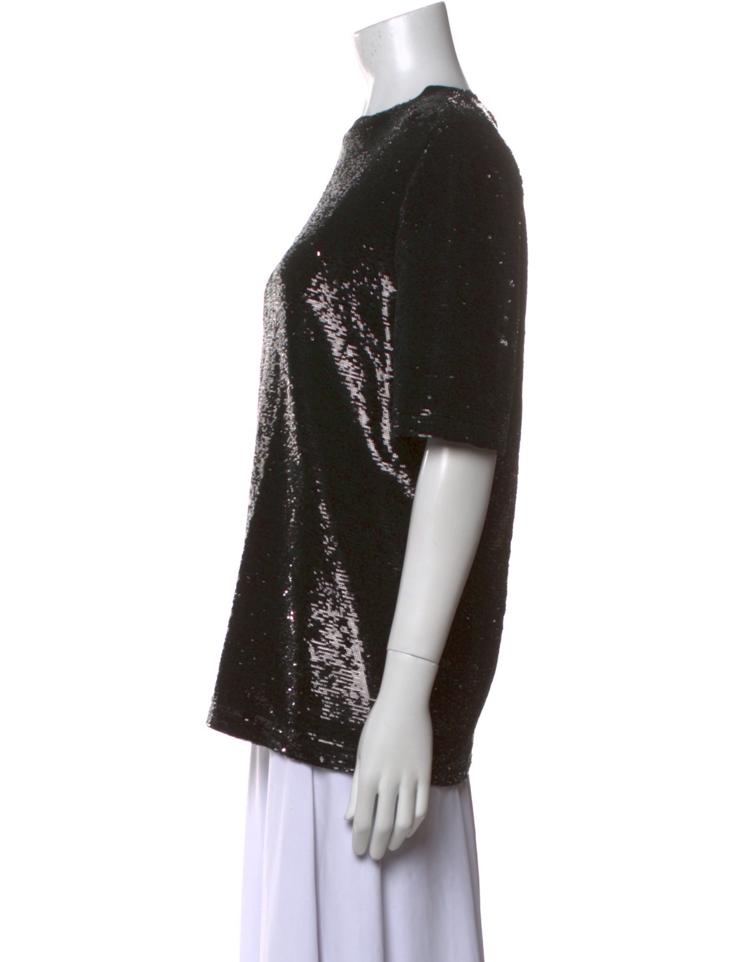 Attico Bateau Neckline Short Sleeve Top