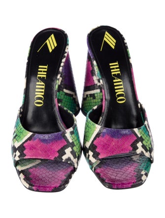 Attico Embossed Leather Animal Print Slides