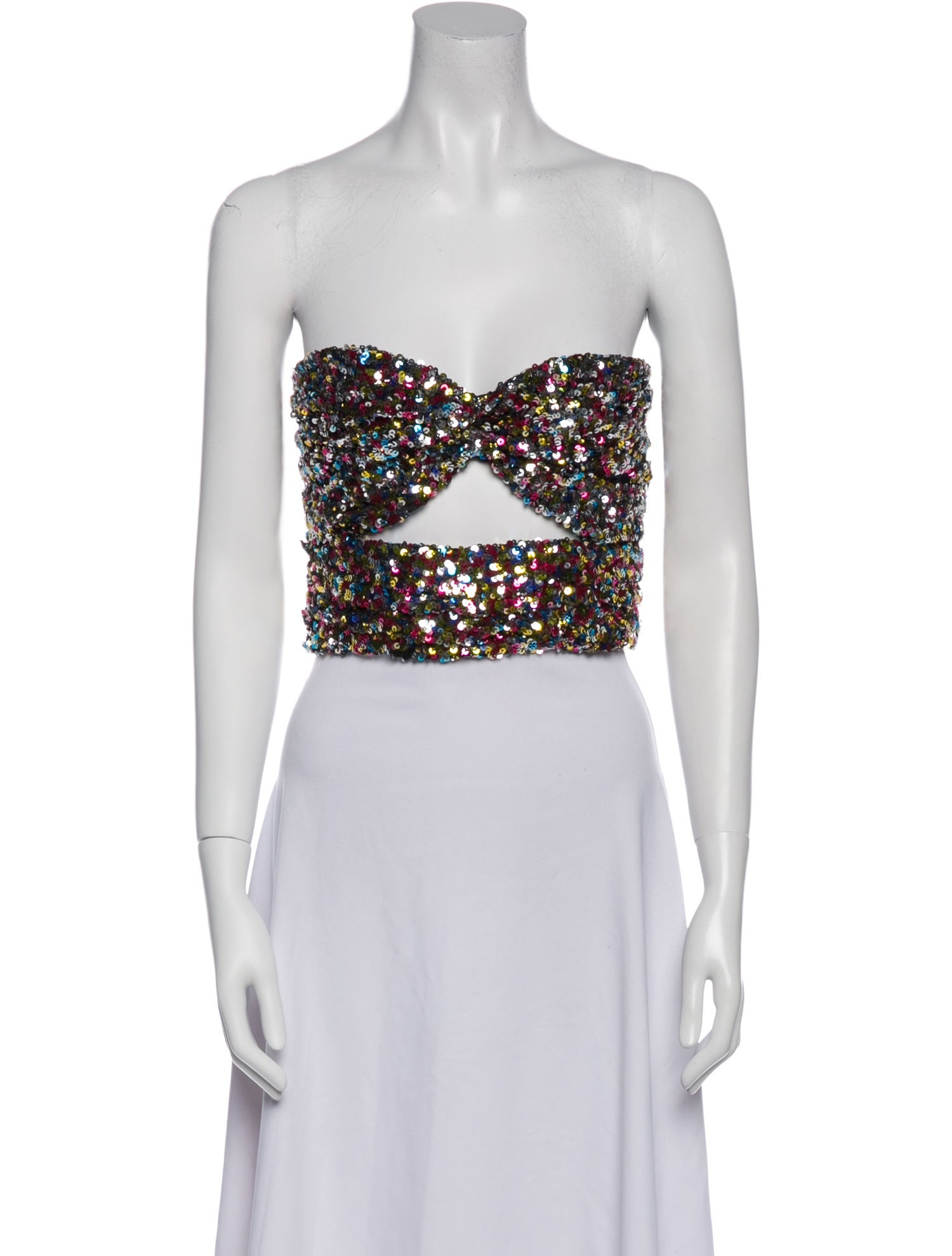 Attico Sequin Strapless Crop Top