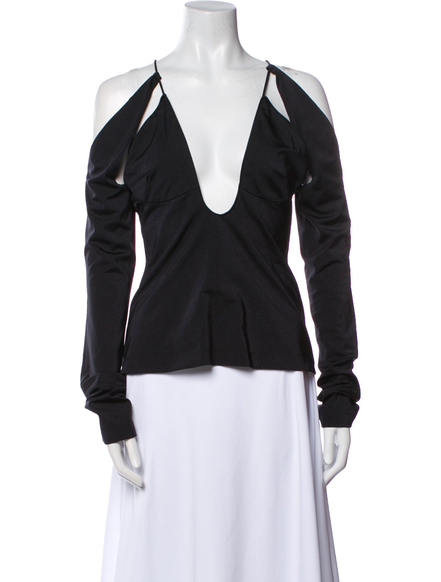 Attico V-Neck Long Sleeve Top