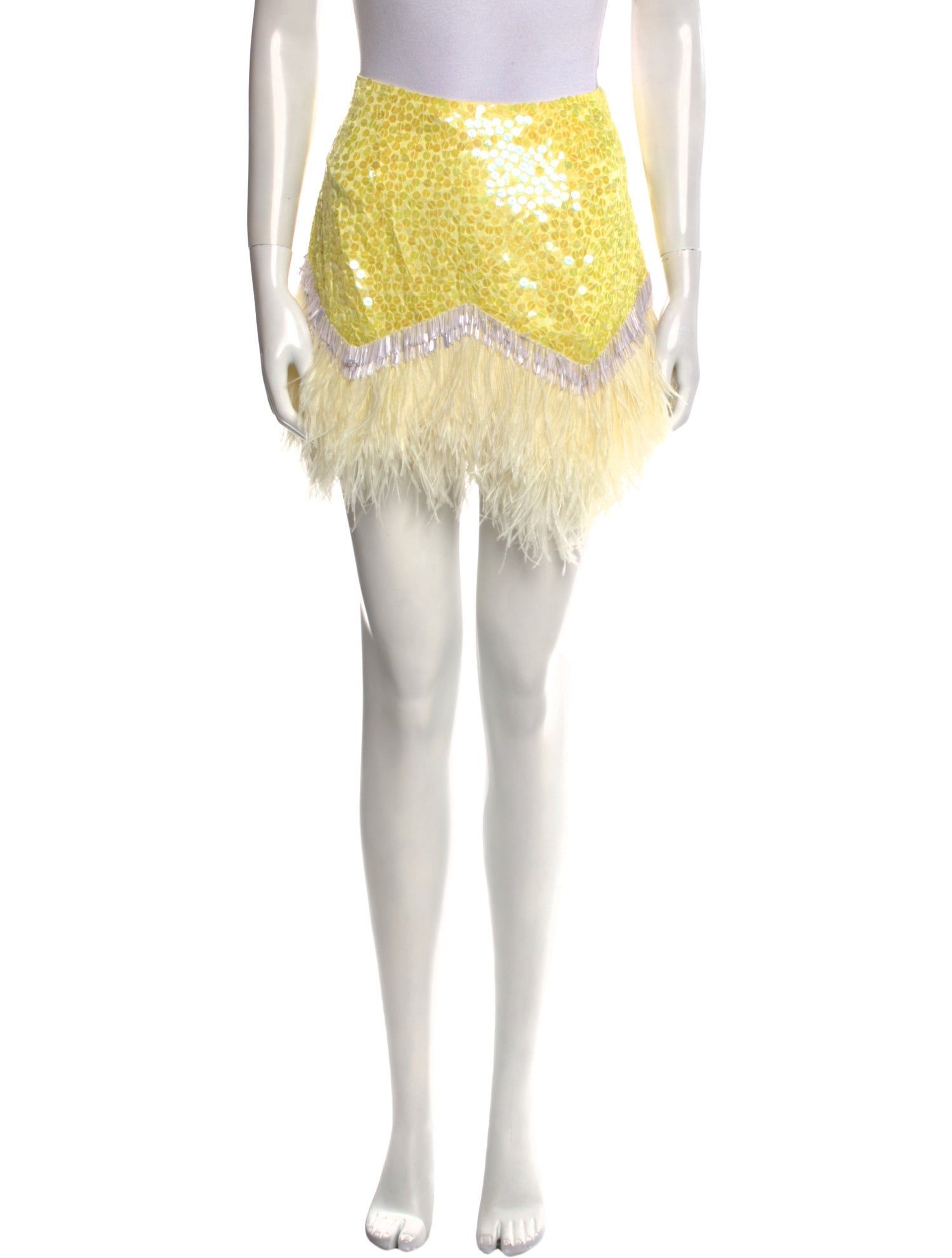 Attico Feather Trim Mini Skirt