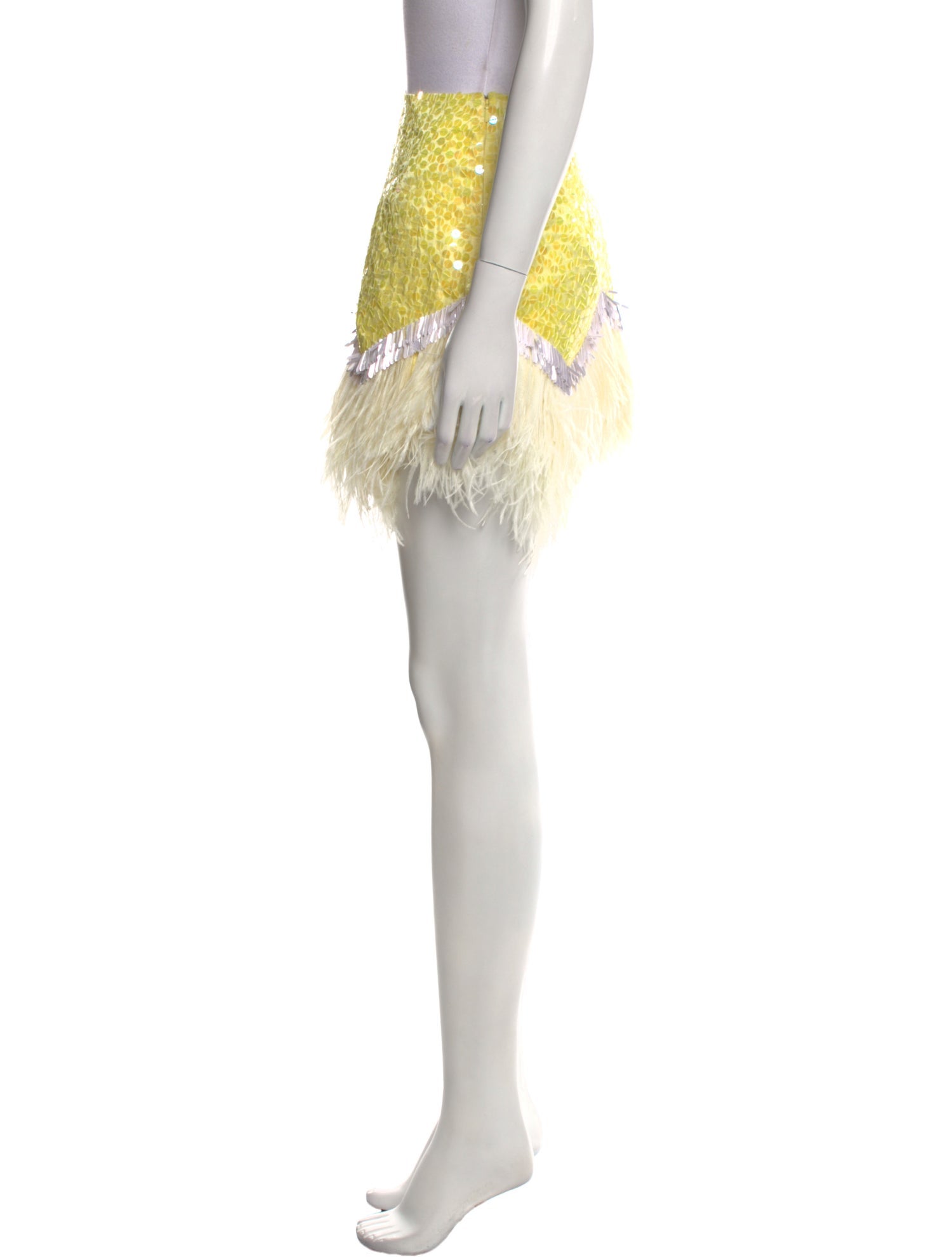 Attico Feather Trim Mini Skirt