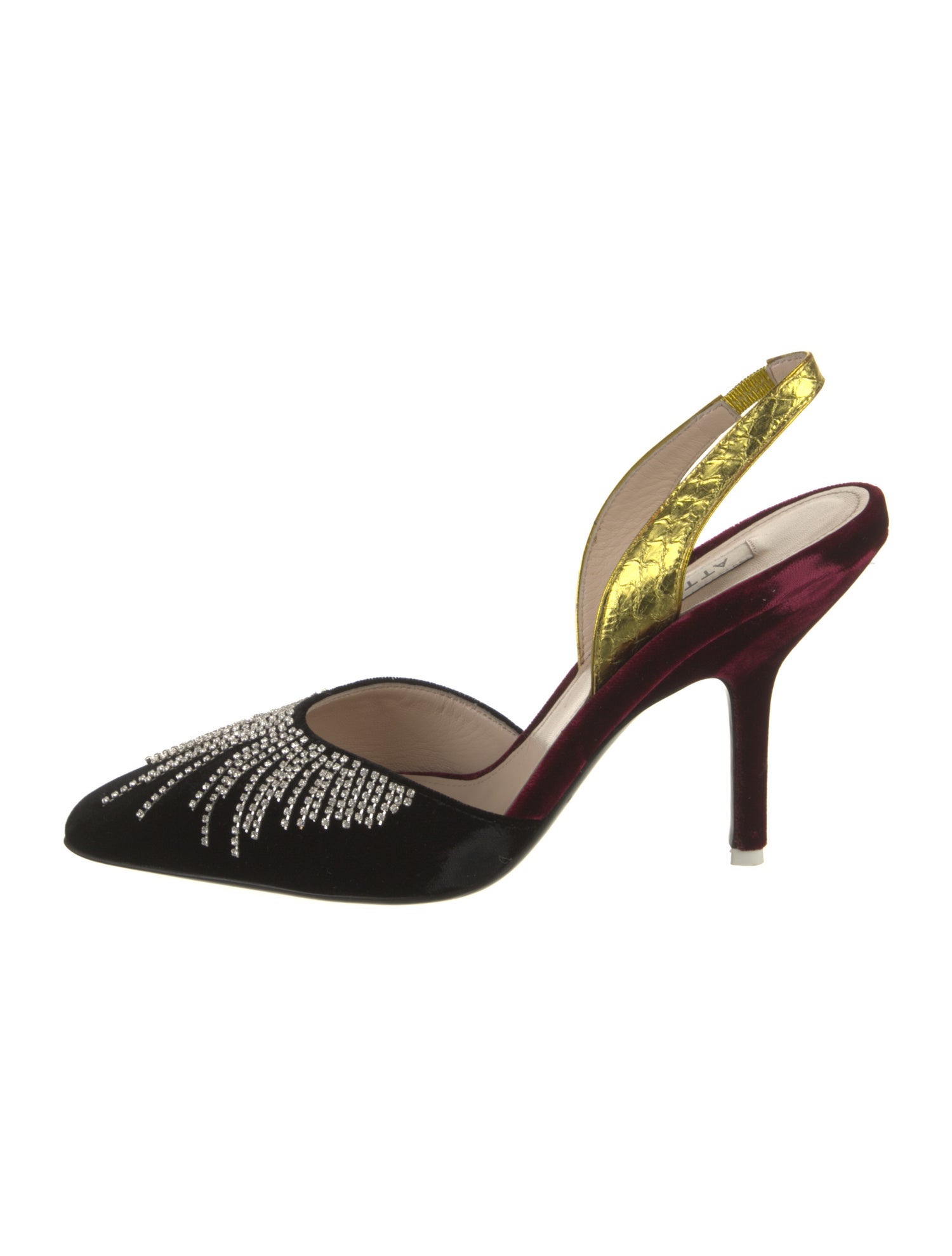 Attico Velvet Colorblock Pattern Slingback Pumps