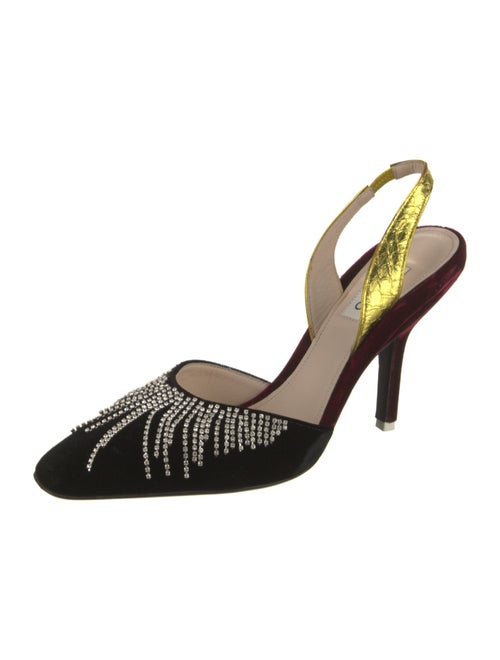 Attico Velvet Colorblock Pattern Slingback Pumps