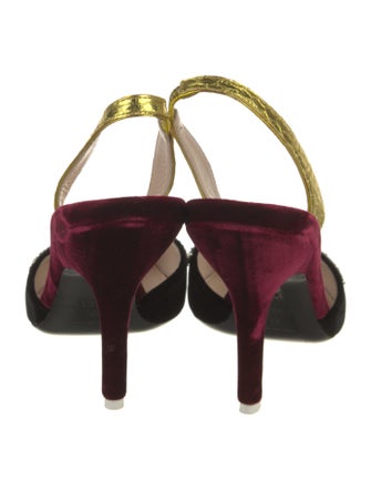 Attico Velvet Colorblock Pattern Slingback Pumps