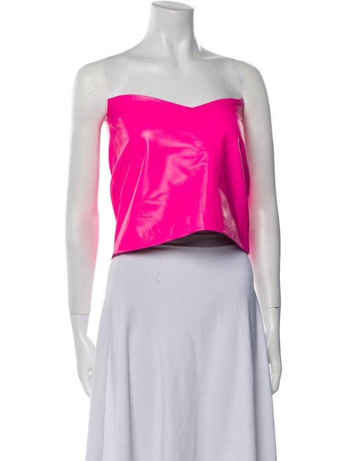 Attico Lamb Leather Strapless Crop Top