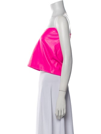 Attico Lamb Leather Strapless Crop Top