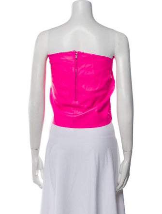 Attico Lamb Leather Strapless Crop Top