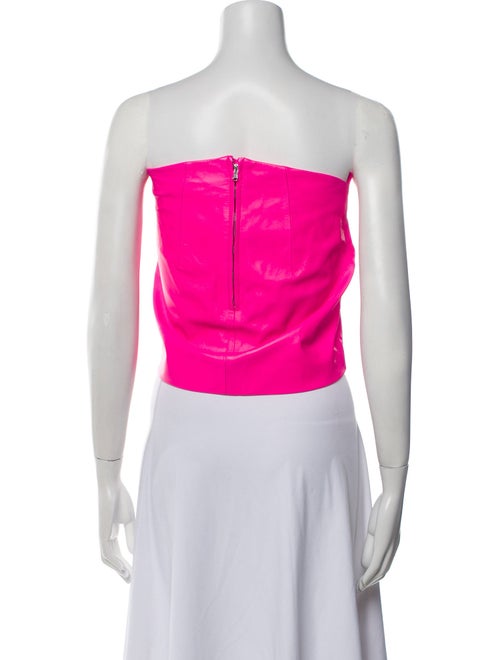 Attico Lamb Leather Strapless Crop Top