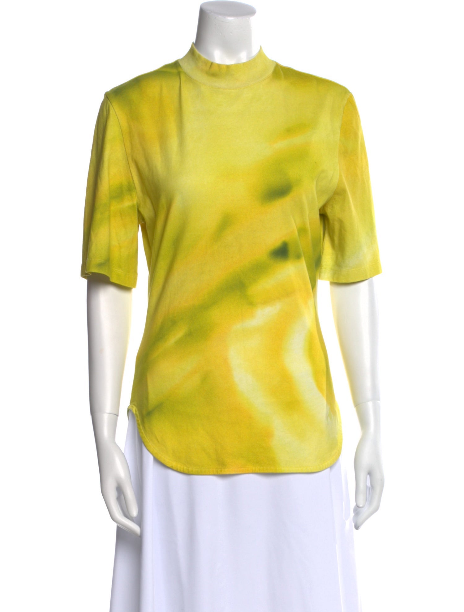 Attico Tie-Dye Print Mock Neck T-Shirt