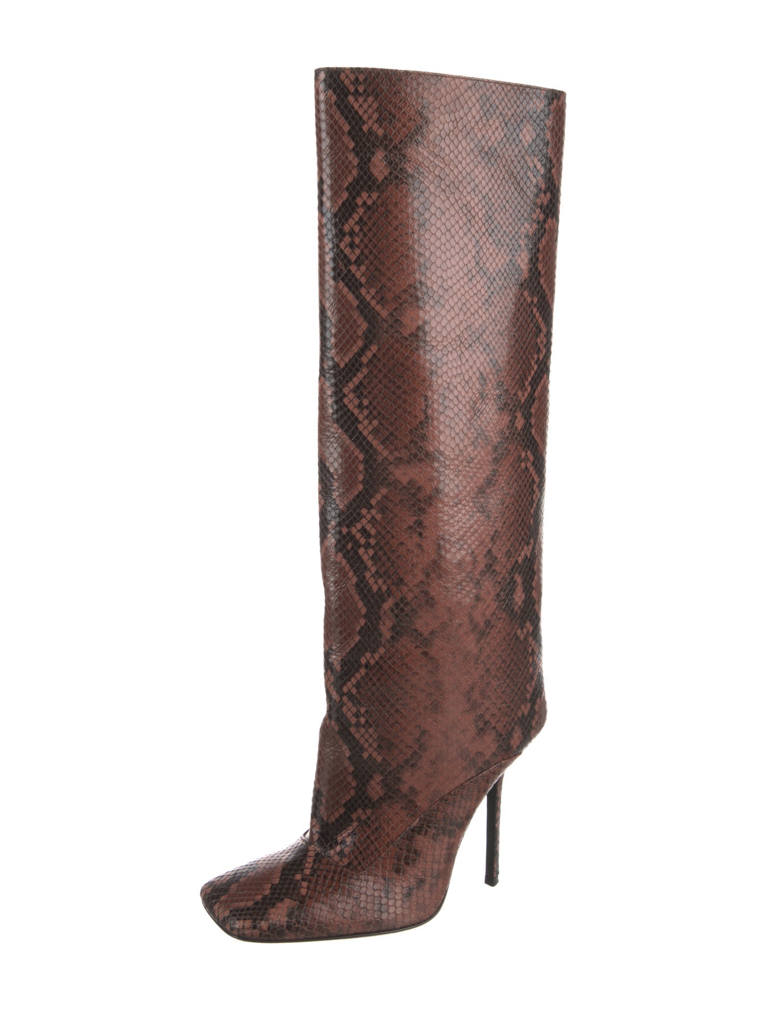 Attico Leather Animal Print Boots
