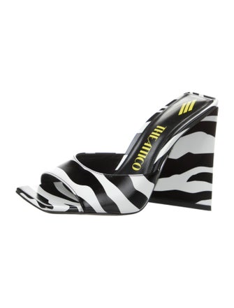 Attico Leather Animal Print Gladiator Sandals