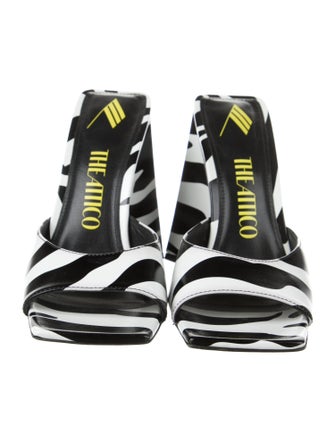 Attico Leather Animal Print Gladiator Sandals