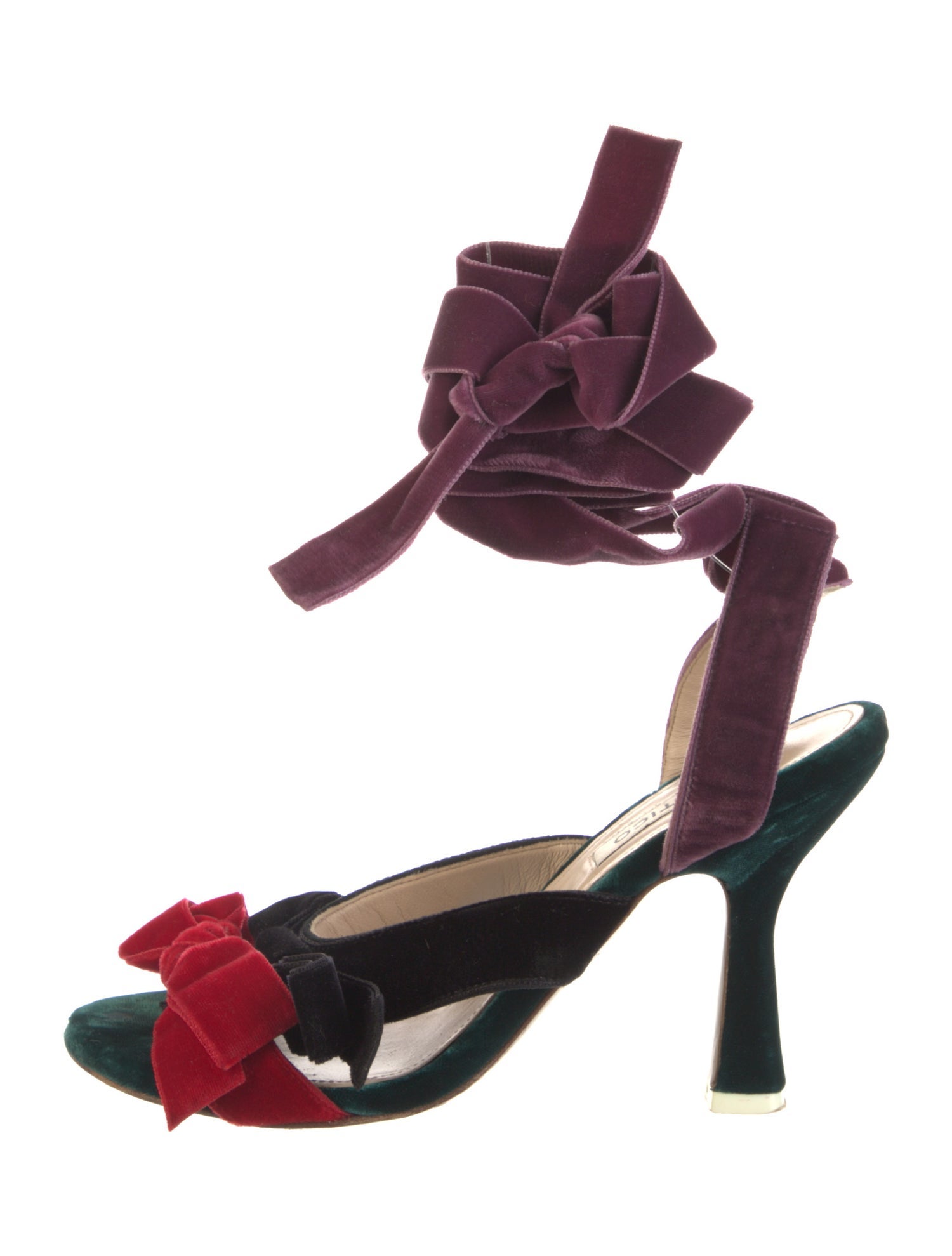 Attico Velvet Colorblock Pattern Gladiator Sandals