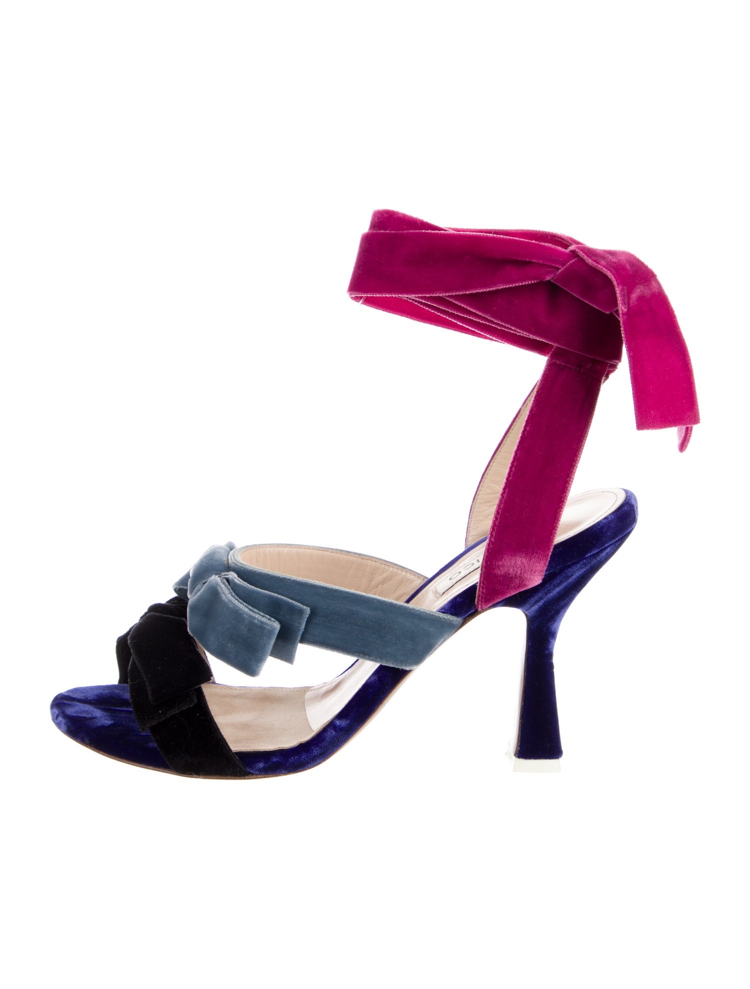 Attico Velvet Colorblock Pattern Sandals