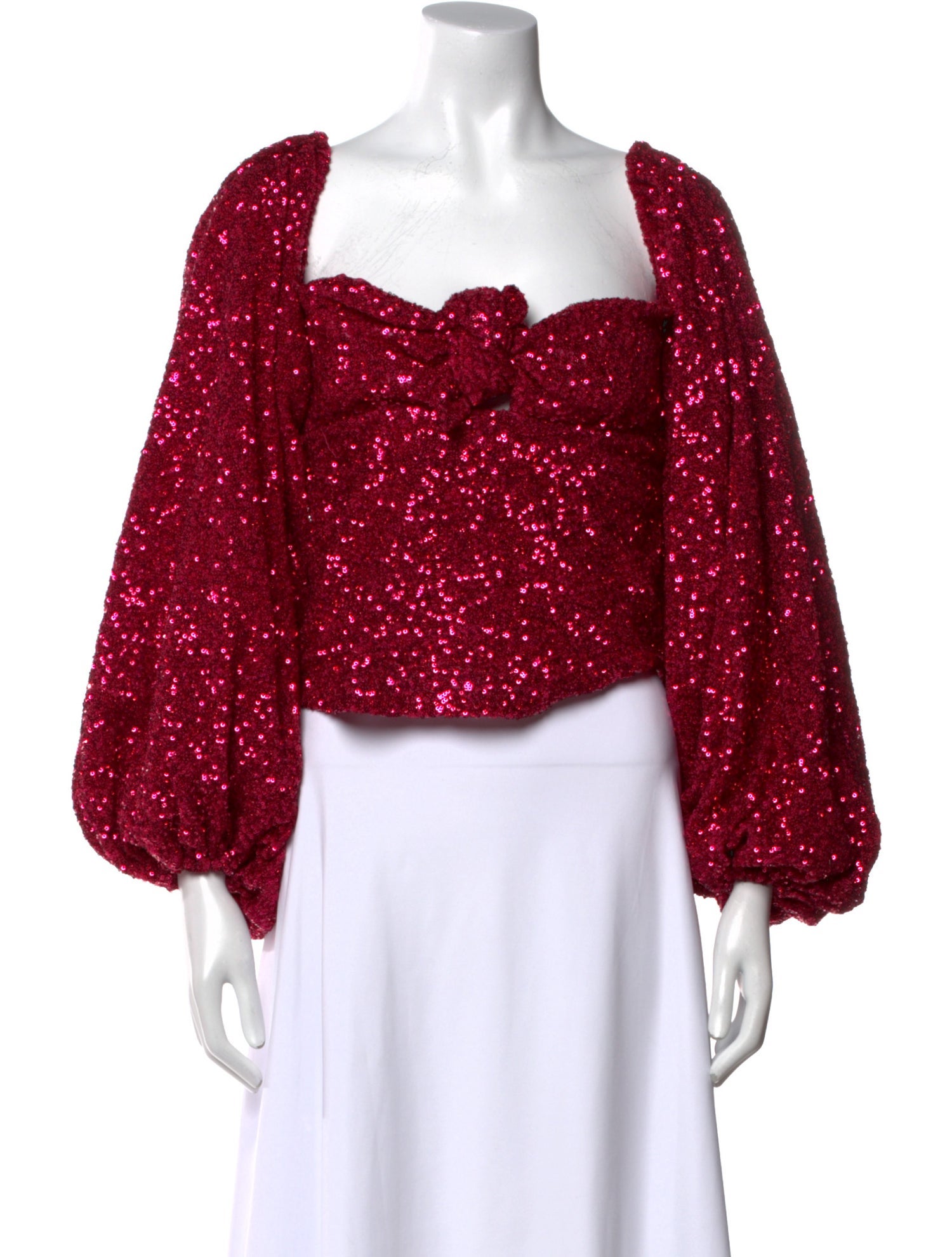 Attico Sequin Floral Print Crop Top