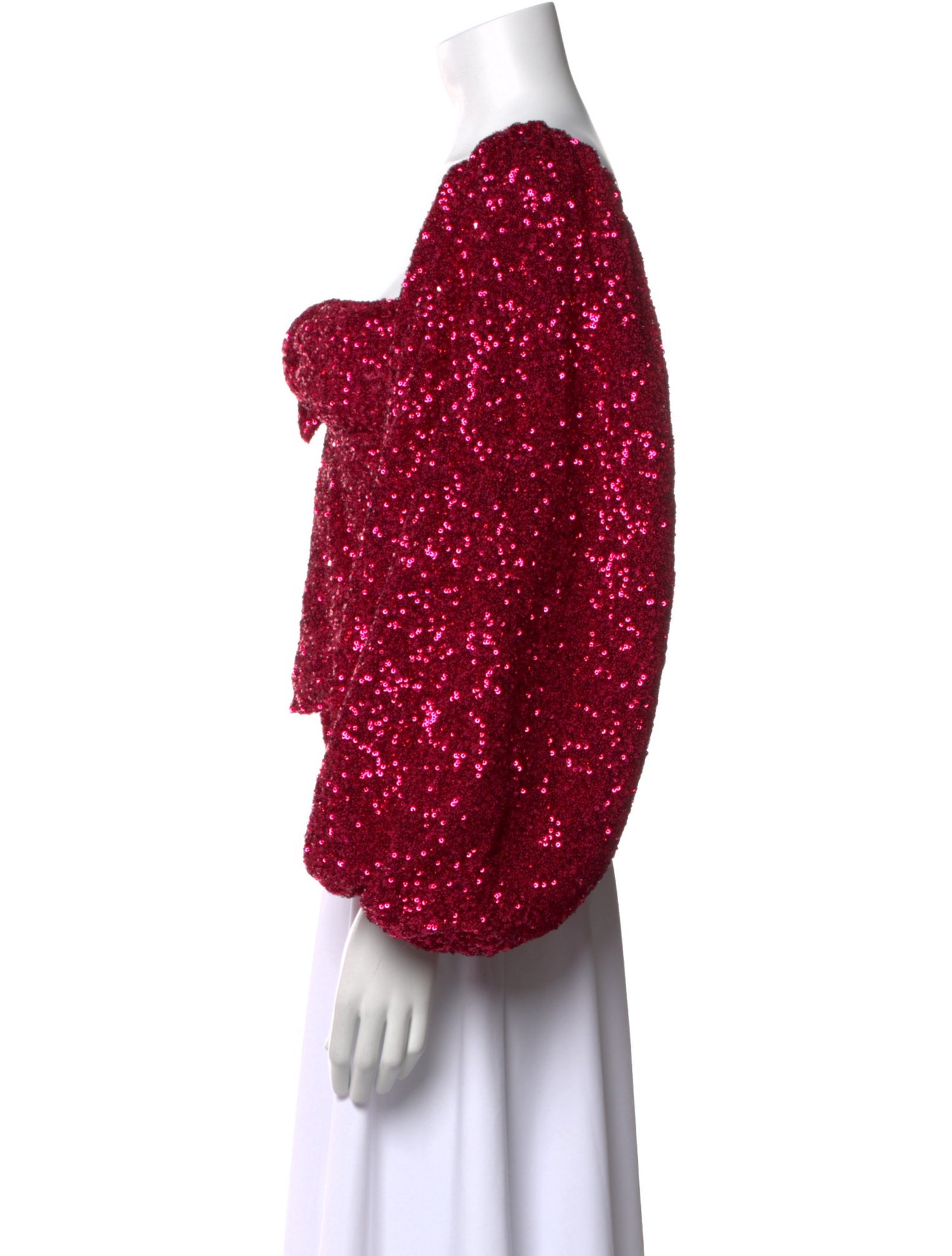 Attico Sequin Floral Print Crop Top