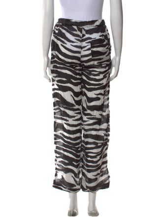 Attico Animal Print Wide Leg Pants
