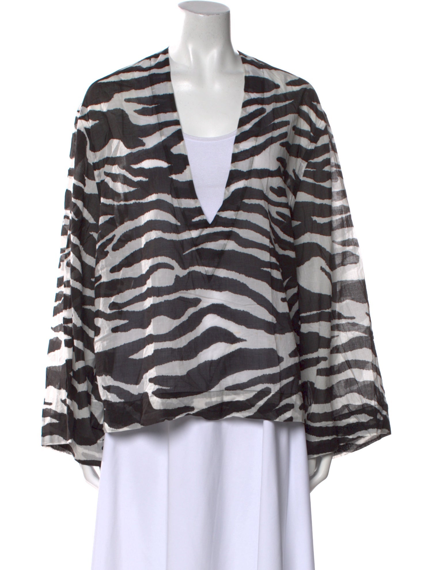 Attico Animal Print V-Neck Blouse