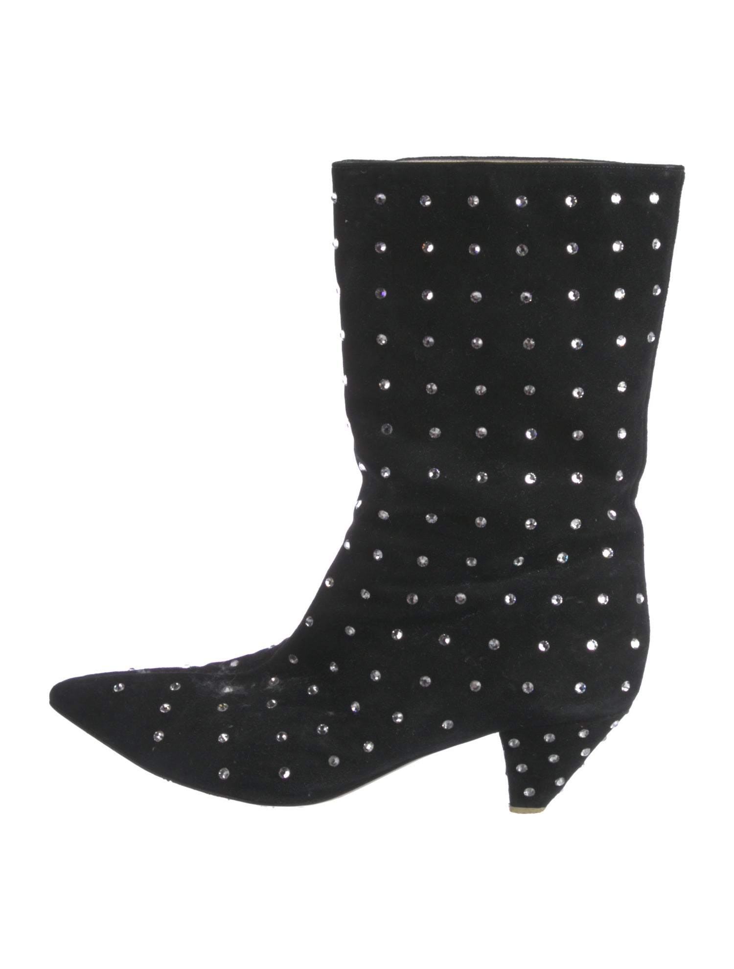 Attico Suede Crystal Embellishments Moto Boots