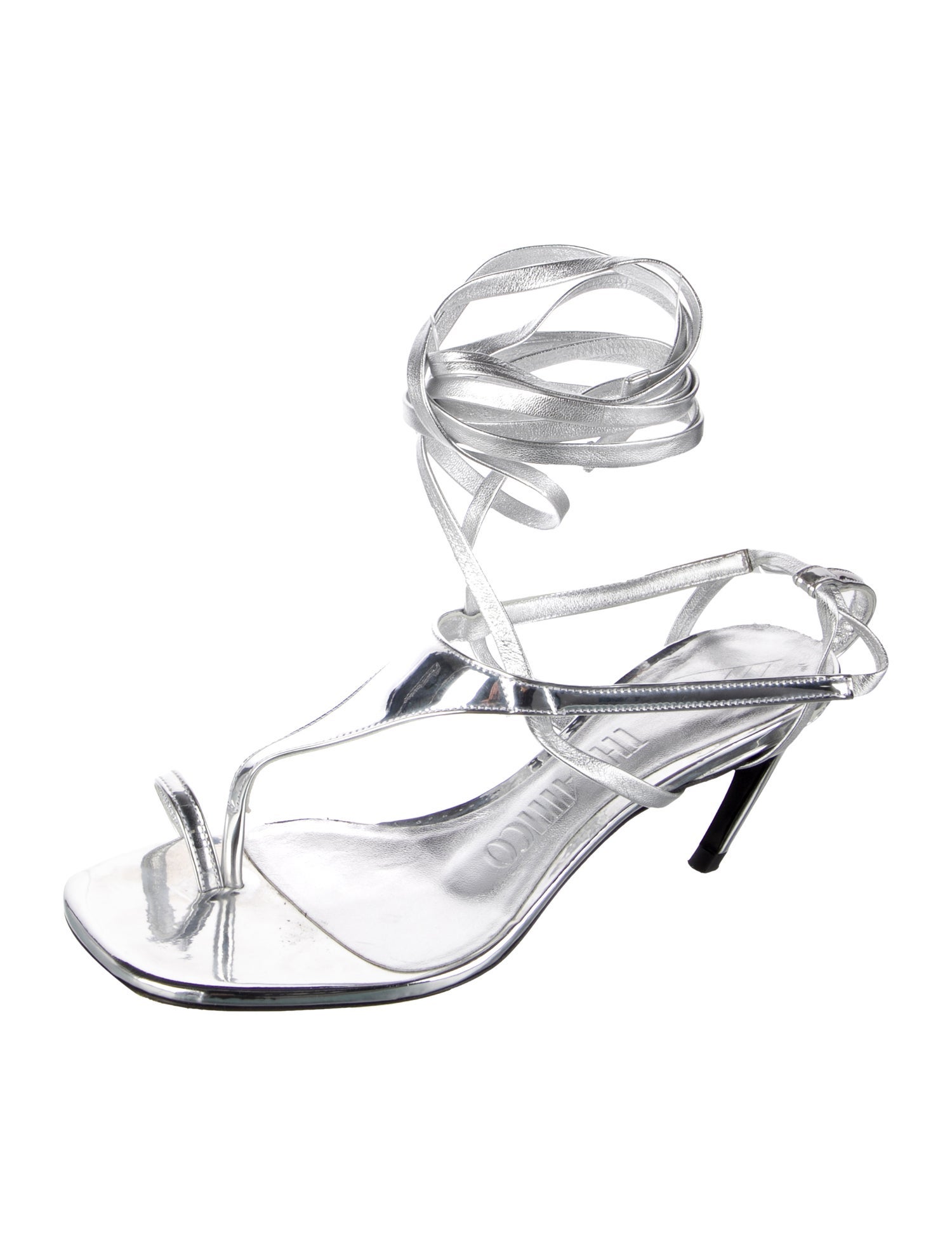 Attico Leather T-Strap Sandals