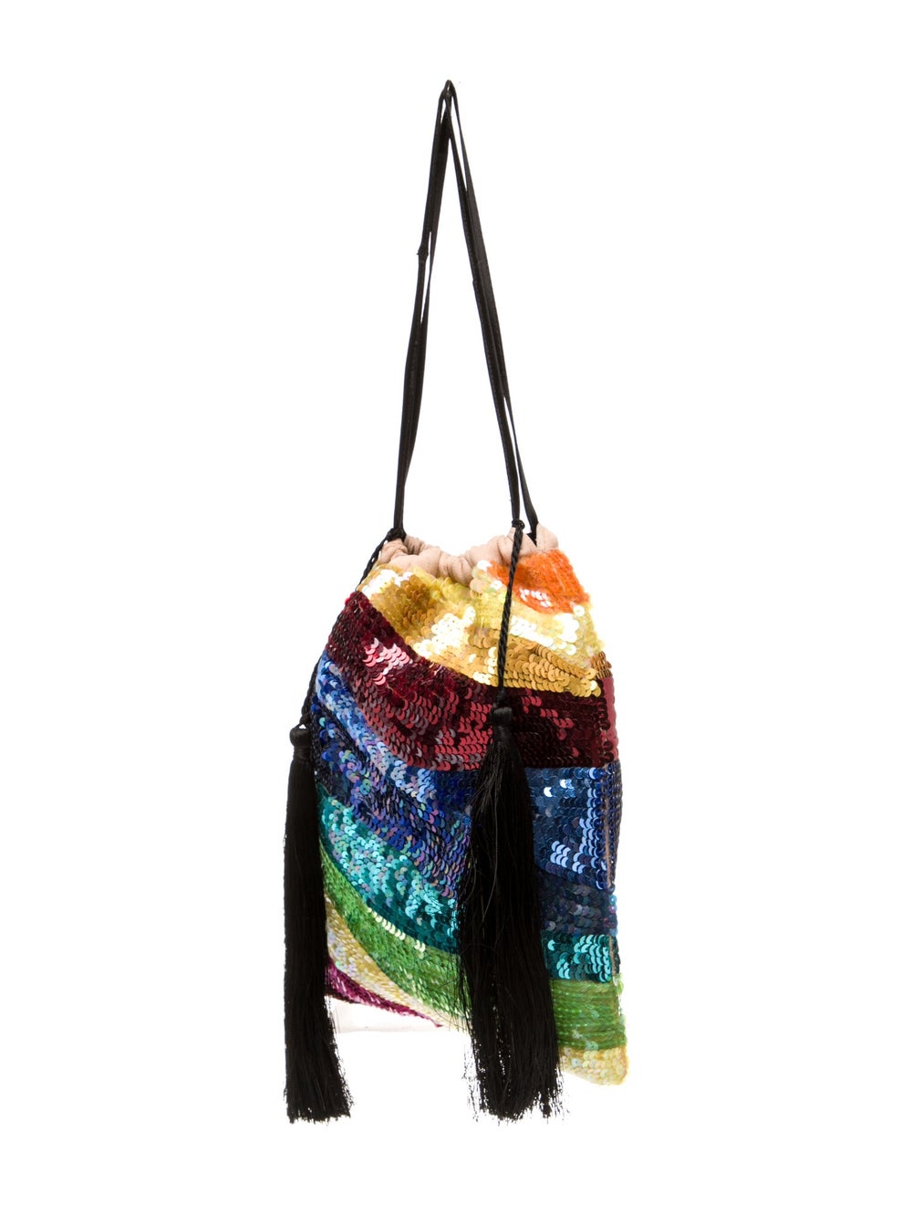 Attico Backpack Neutrals Sequins Flat Handle Tass… - image 3