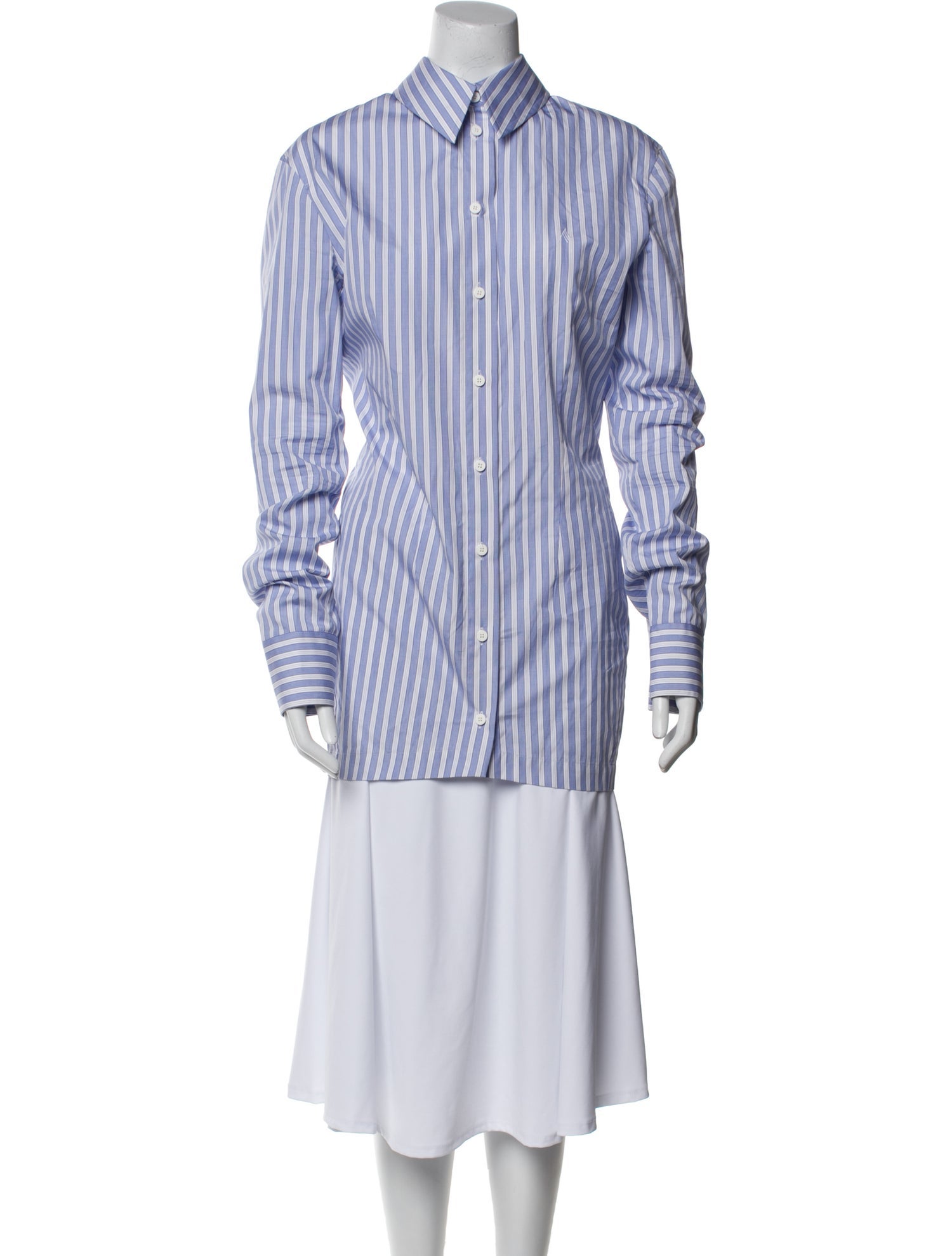 Attico Striped Long Sleeve Button-Up Top