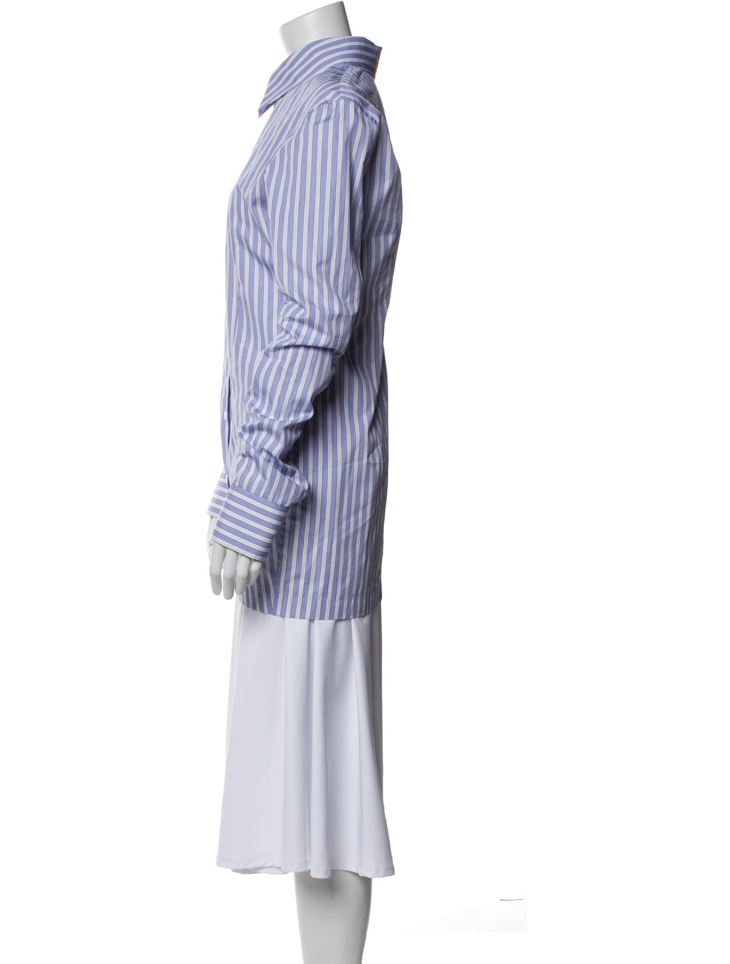 Attico Striped Long Sleeve Button-Up Top