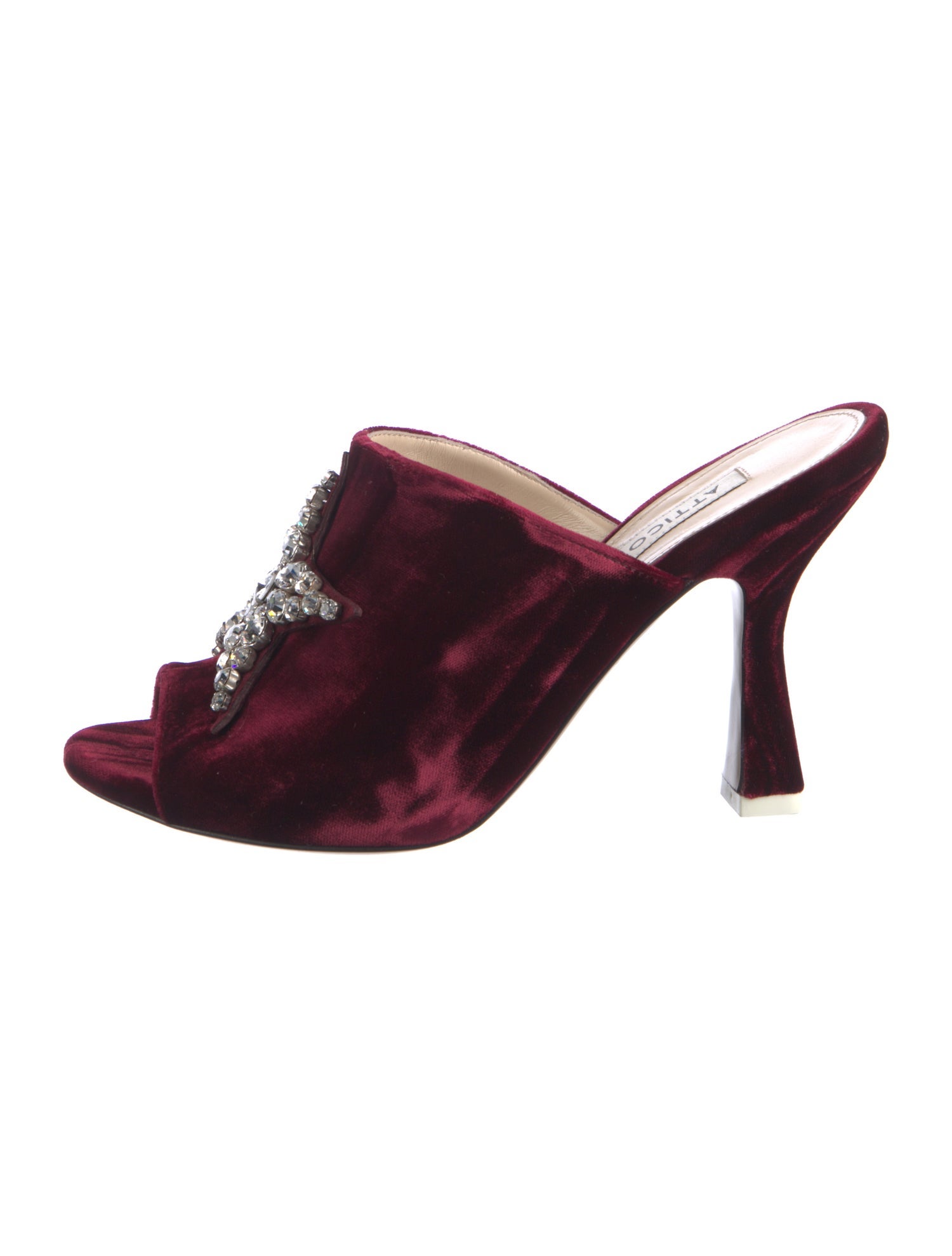 Attico Velvet Crystal Embellishments Mules