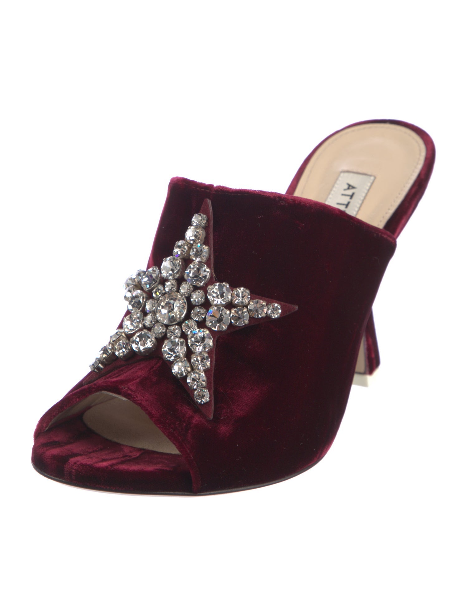 Attico Velvet Crystal Embellishments Mules