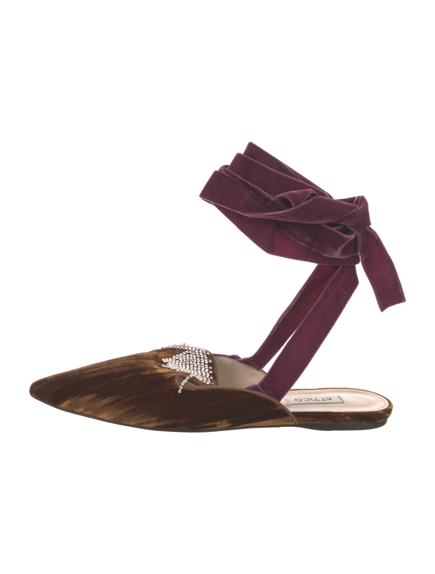 Attico Velvet Crystal Embellishments Flats