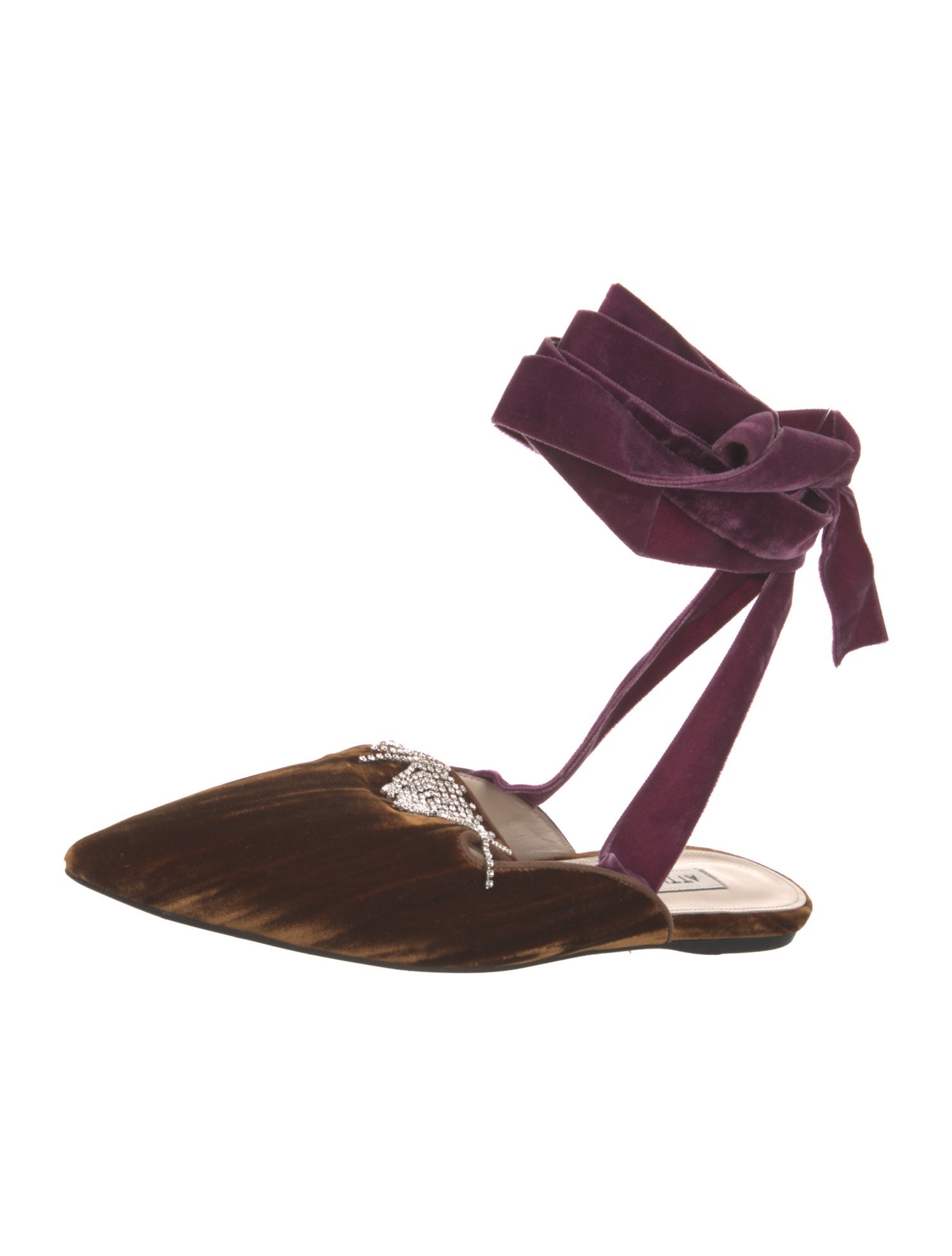 Attico Velvet Crystal Embellishments Flats