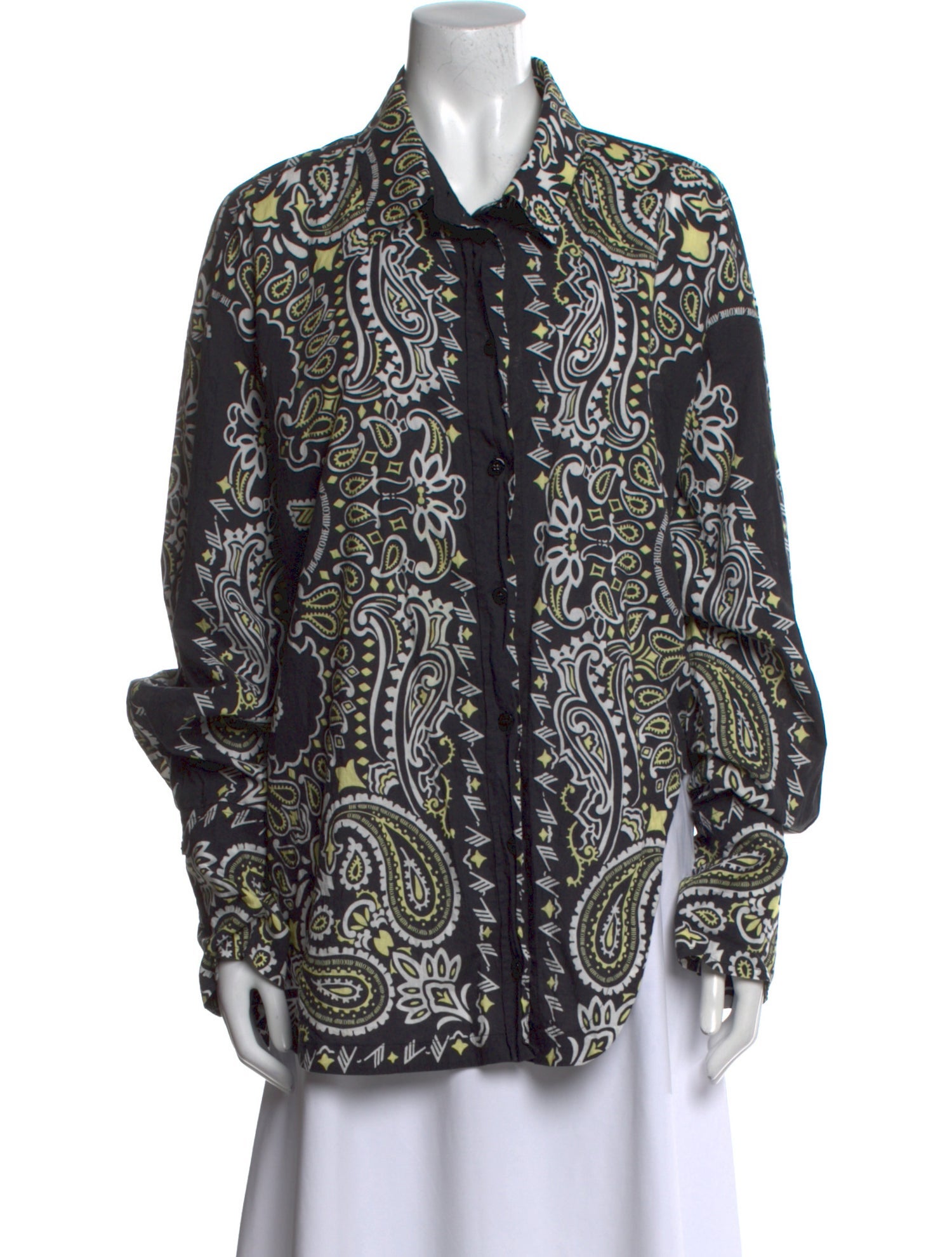 Attico Paisley Print Long Sleeve Button-Up Top