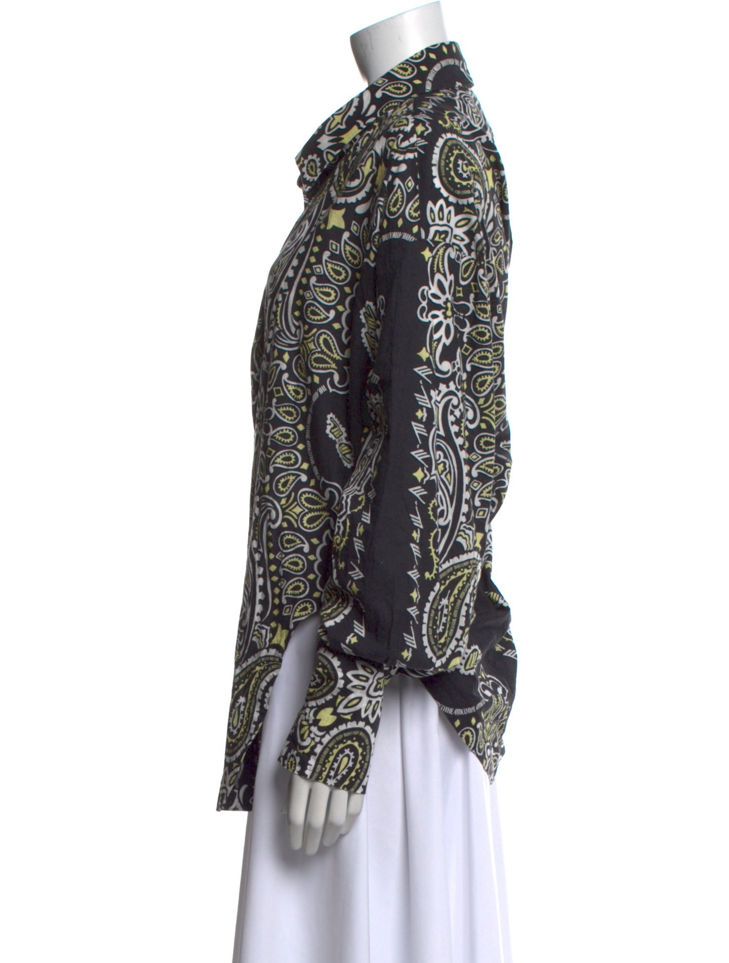 Attico Paisley Print Long Sleeve Button-Up Top