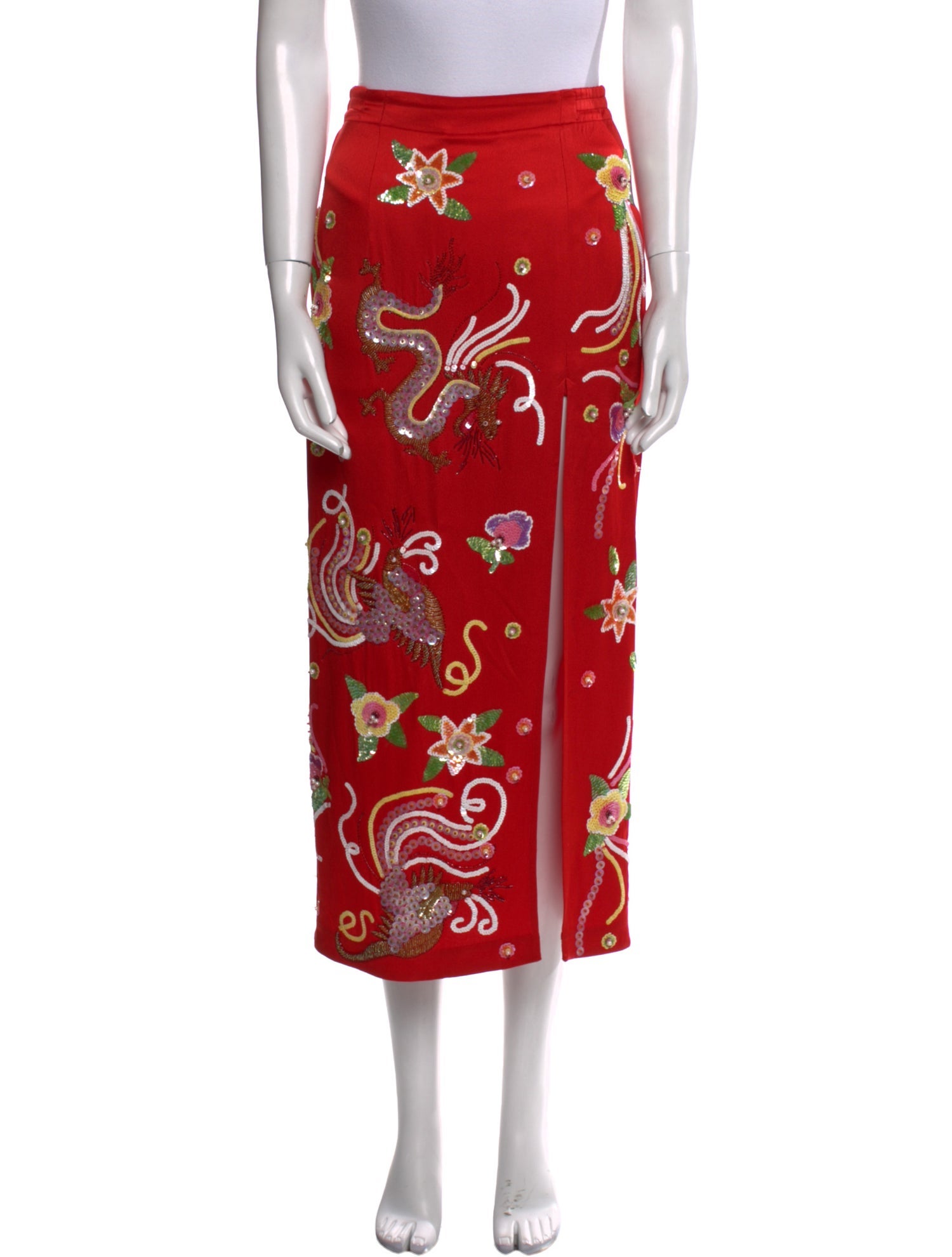 Attico Satin Midi Length Skirt