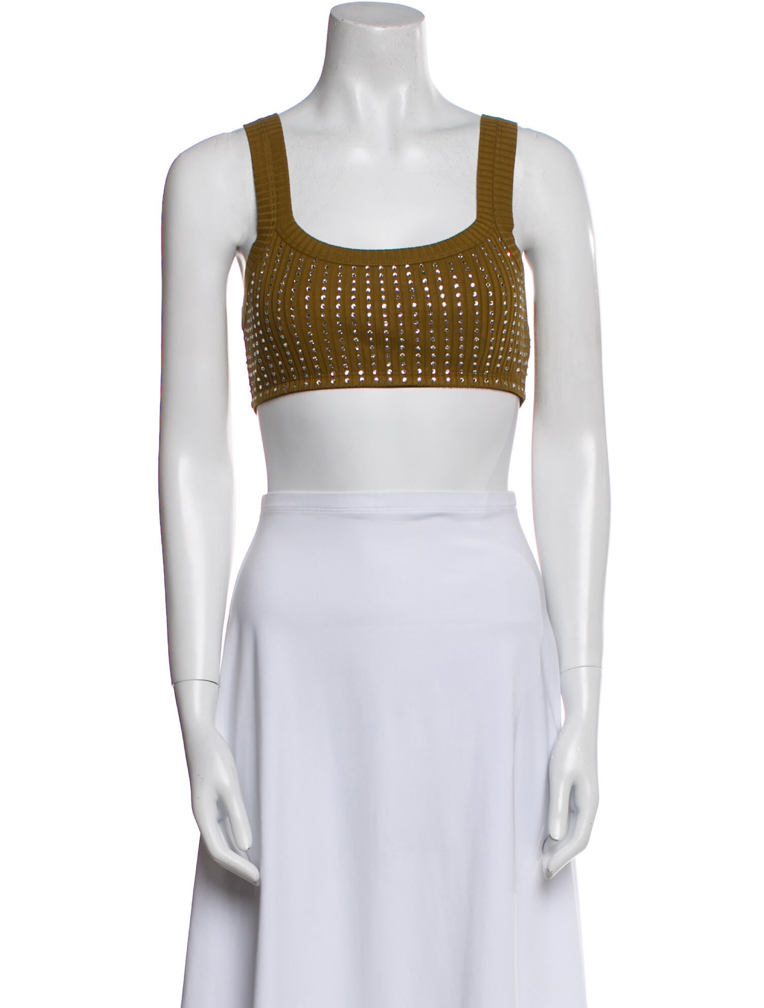 Attico Square Neckline Sleeveless Crop Top