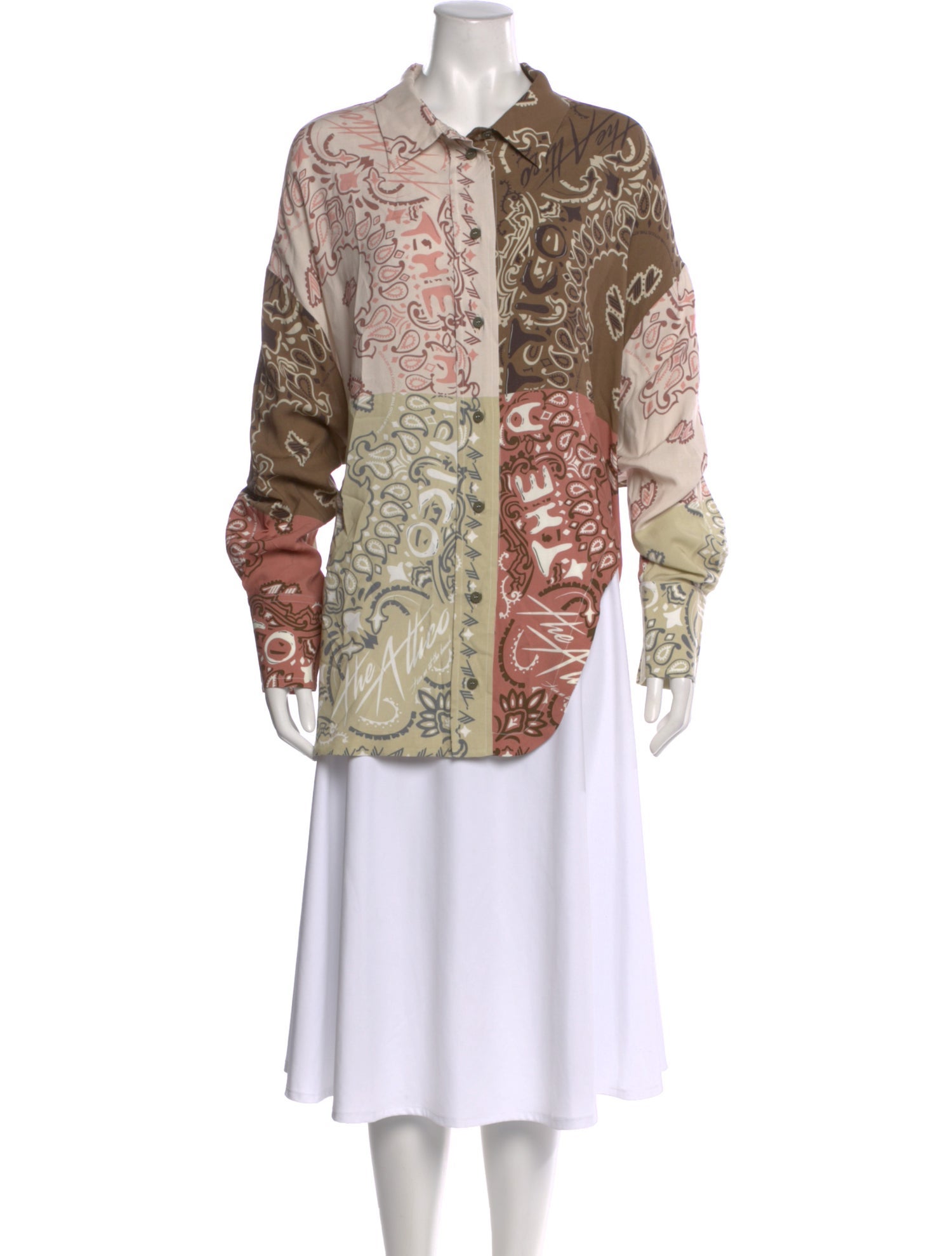 Attico Paisley Print Long Sleeve Blouse