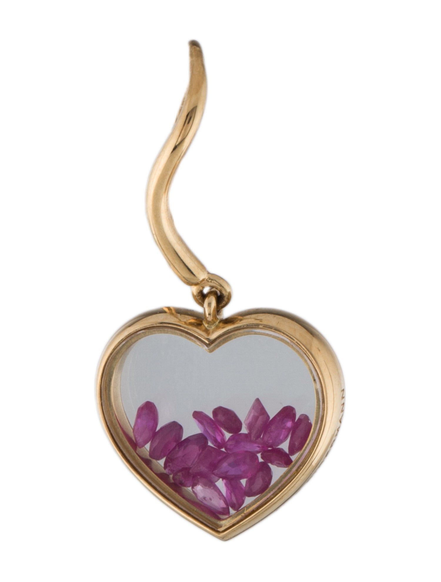 Aurélie Bidermann 18K Ruby Chivor Heart Single Drop Earring