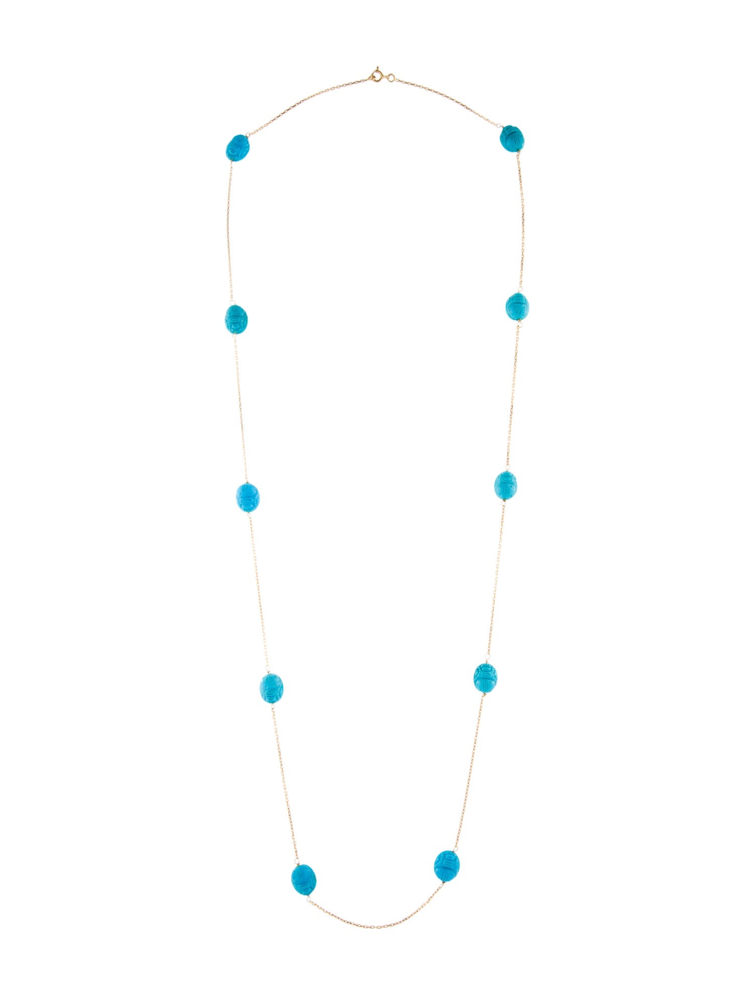 Aurélie Bidermann 18K Turquoise Scarab Station Necklace