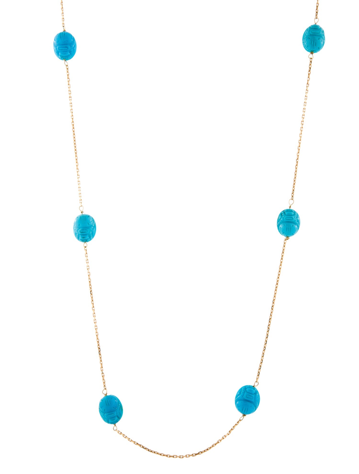 Aurélie Bidermann 18K Turquoise Scarab Station Necklace